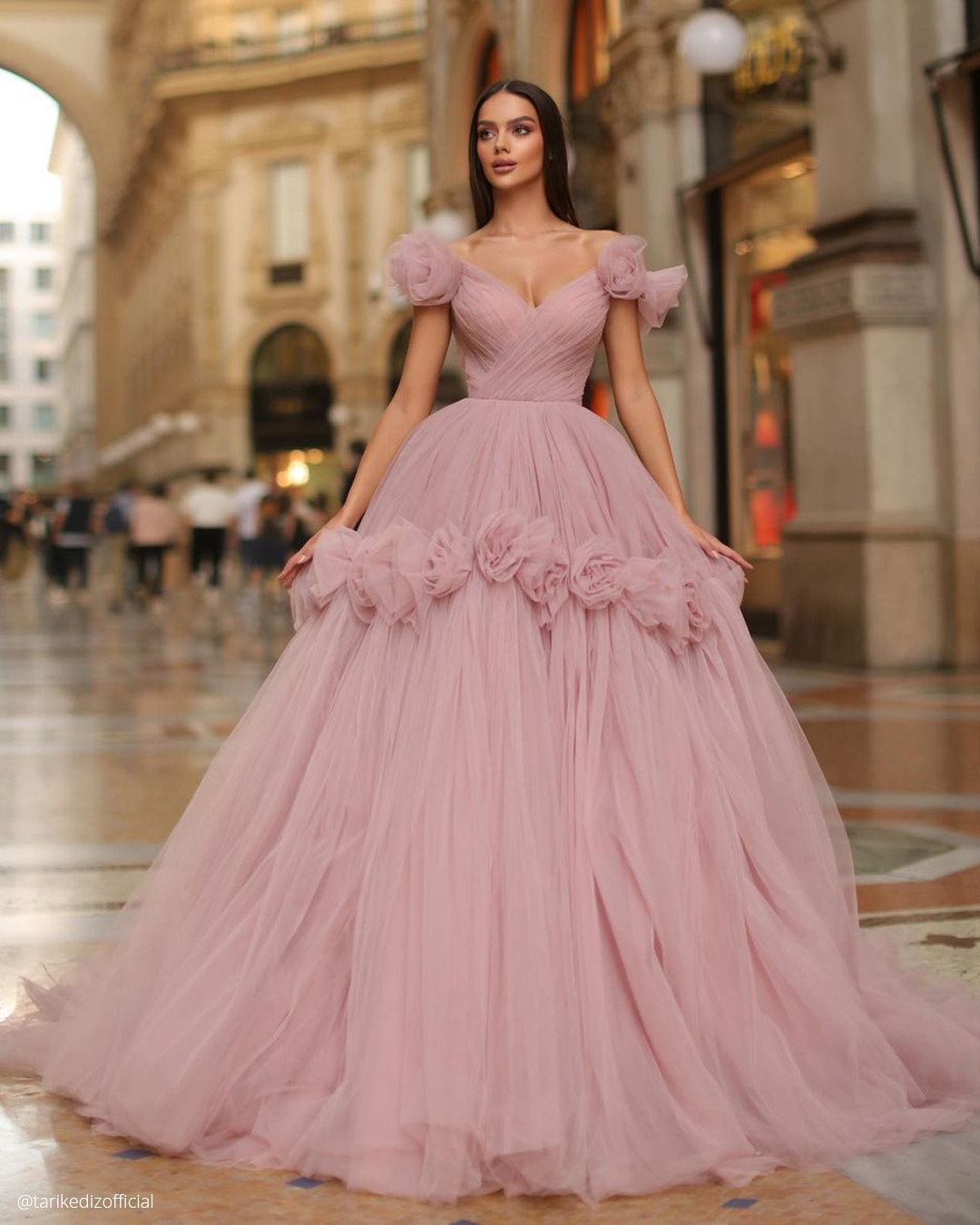 blush colourful wedding dresses ballgown simplewith floral aplliques tarikediz