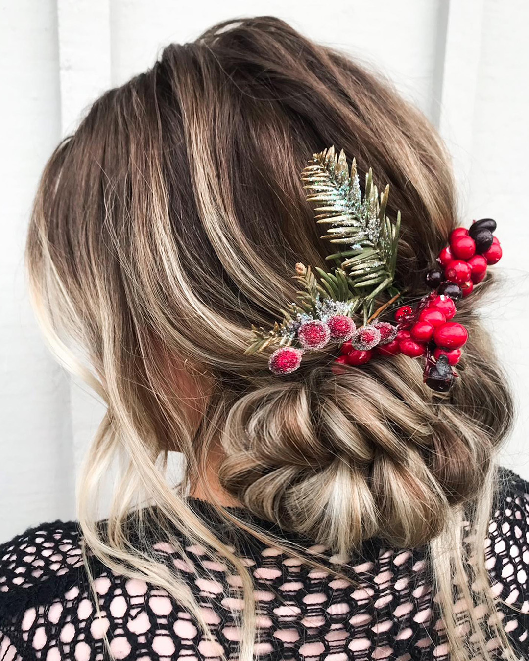 winter wedding hairstyles elegant updo with christmas decor svglamour