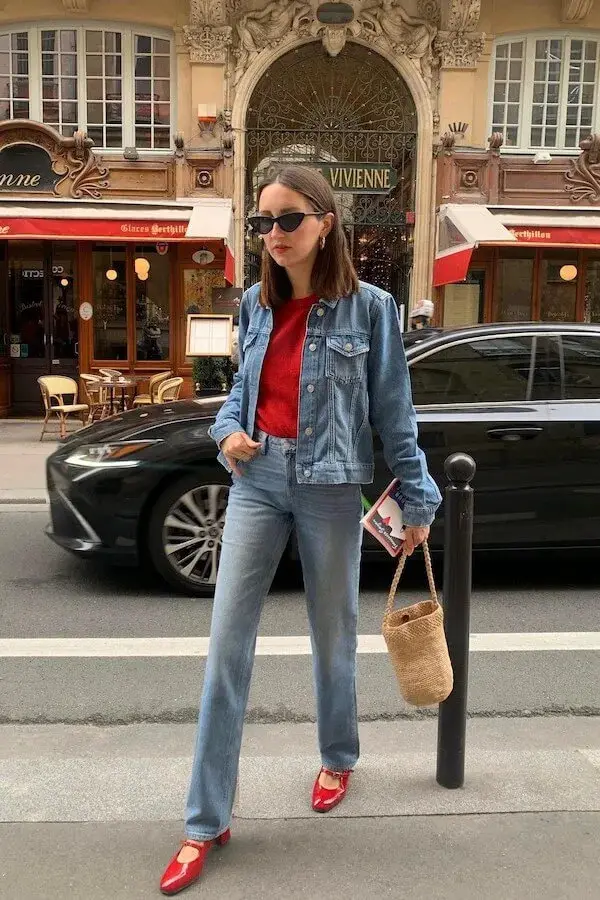 Feminine Elegance: Pairing Red Sweaters with Ballet Flats and Mary Janes