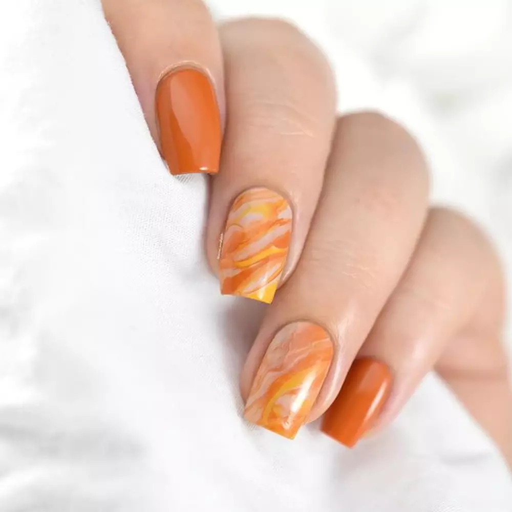 Orange Marble Nails: A Vibrant Twist for Thanksgiving