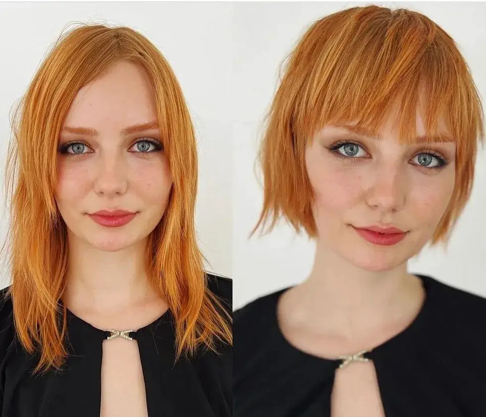 Ginger Choppy Bob with Bangs: Add Spice to Your Thin Hair Look