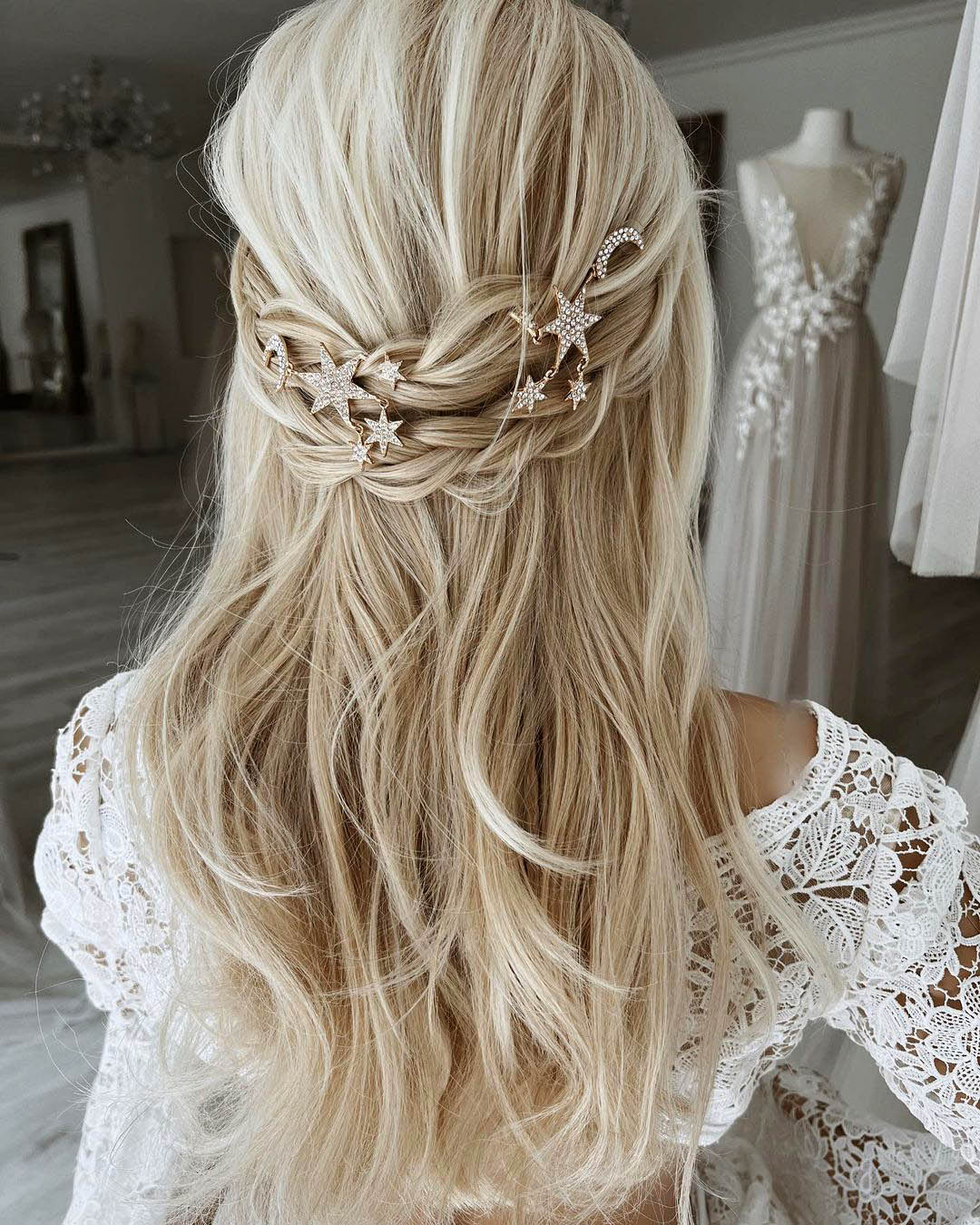 boho wedding hairstyles braided half up ulyana.aster