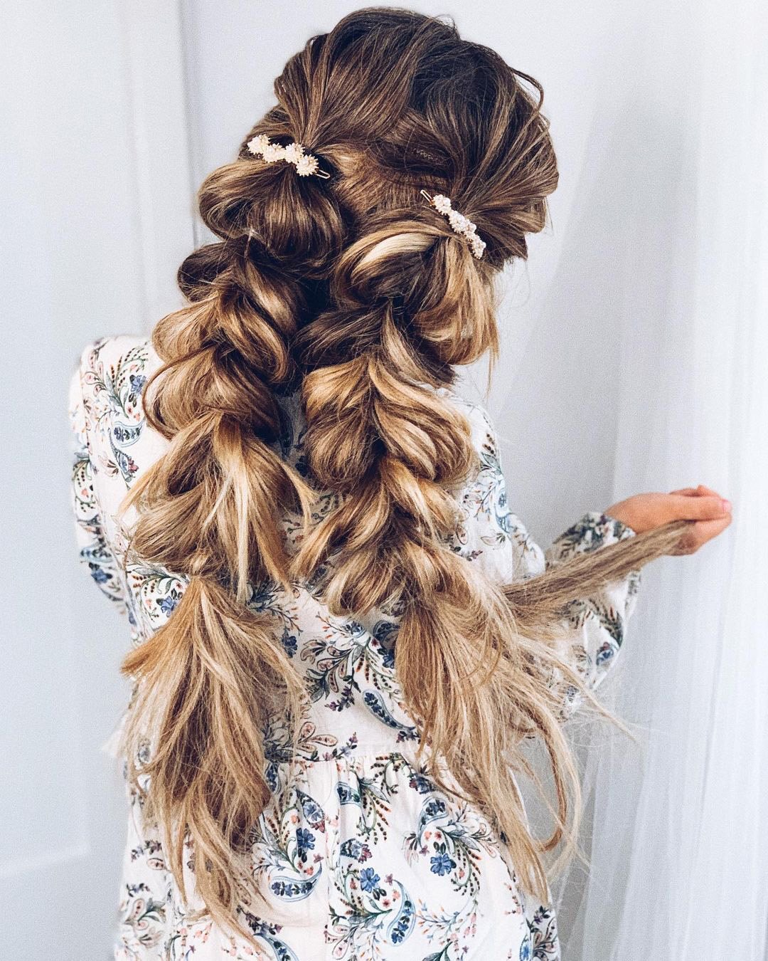 boho wedding hairstyles braided long hair down polishedstylejustine