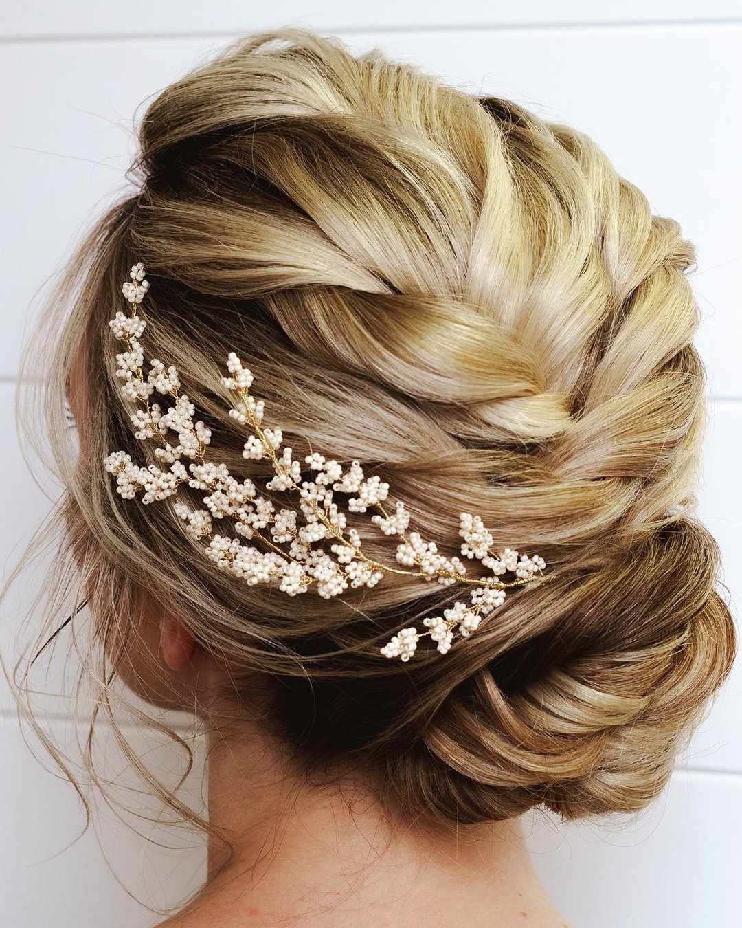 boho wedding hairstyles elegant blonde updo with gentle wine bohobeautybox