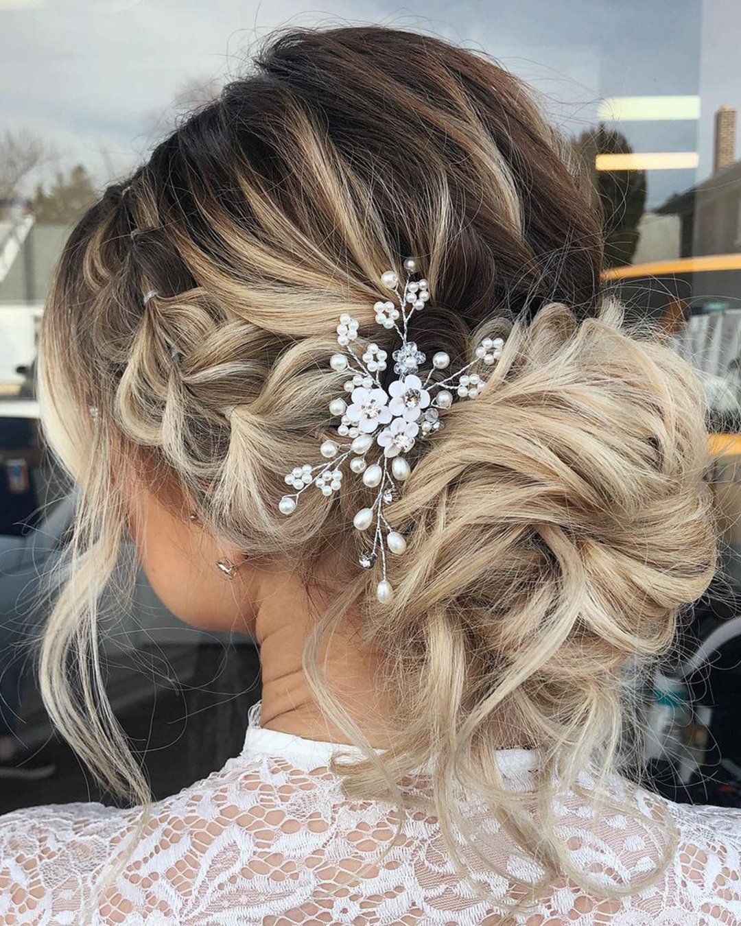 boho wedding hairstyles low bun with messy with side wb_upstyles