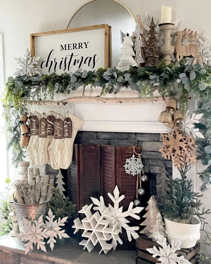 Embrace Nature: Rustic Woodland Christmas Mantel Decor