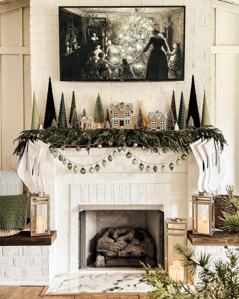 Sweet Delights: Gingerbread Houses and Velvet Tree Cones on Your Mantel