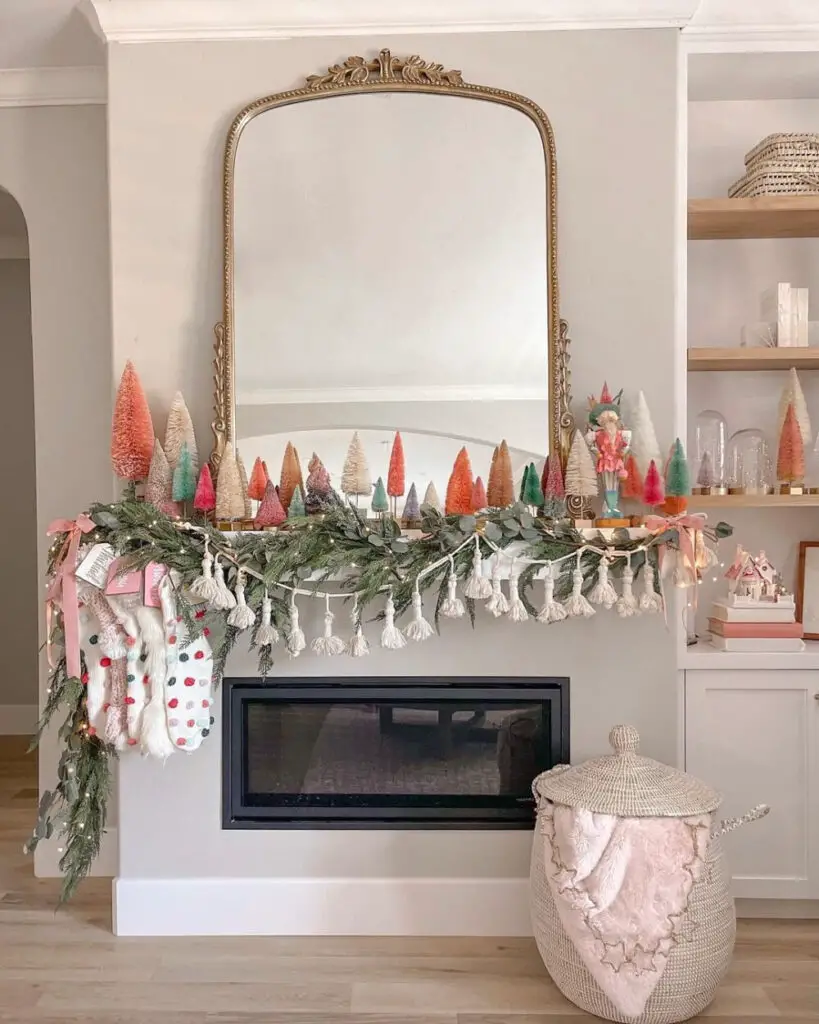 Whimsical Charm: Colorful Mini Christmas Trees and Tassel Garland