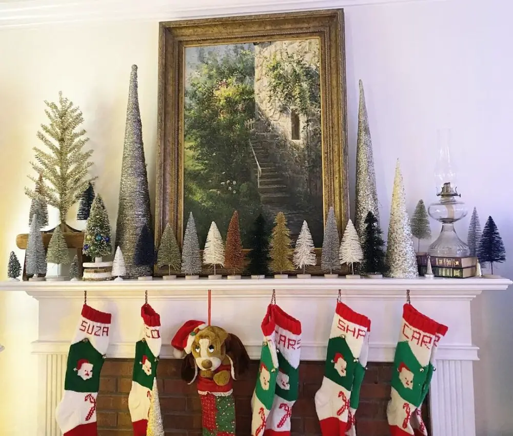 Timeless Beauty: Vintage Christmas Stockings and Neutral Mini Christmas Trees