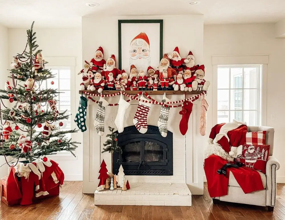 Nostalgic Festivity: Vintage Santa Collection for Your Mantel