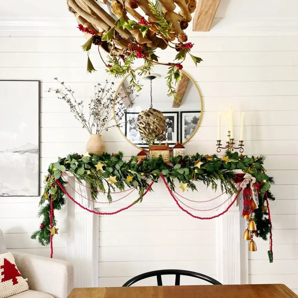 Timeless Tradition: Classic Christmas Mantel with Natural Elements