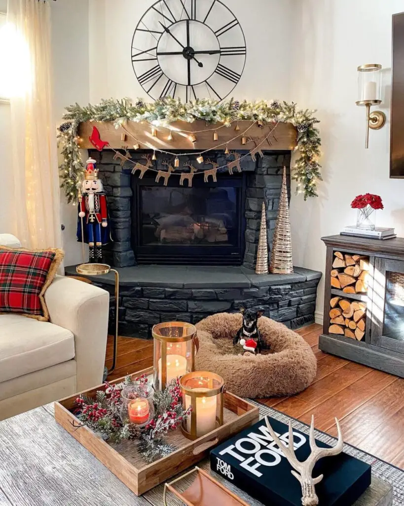 Magical Accents: Nutcracker and Reindeer on Your Christmas Mantel