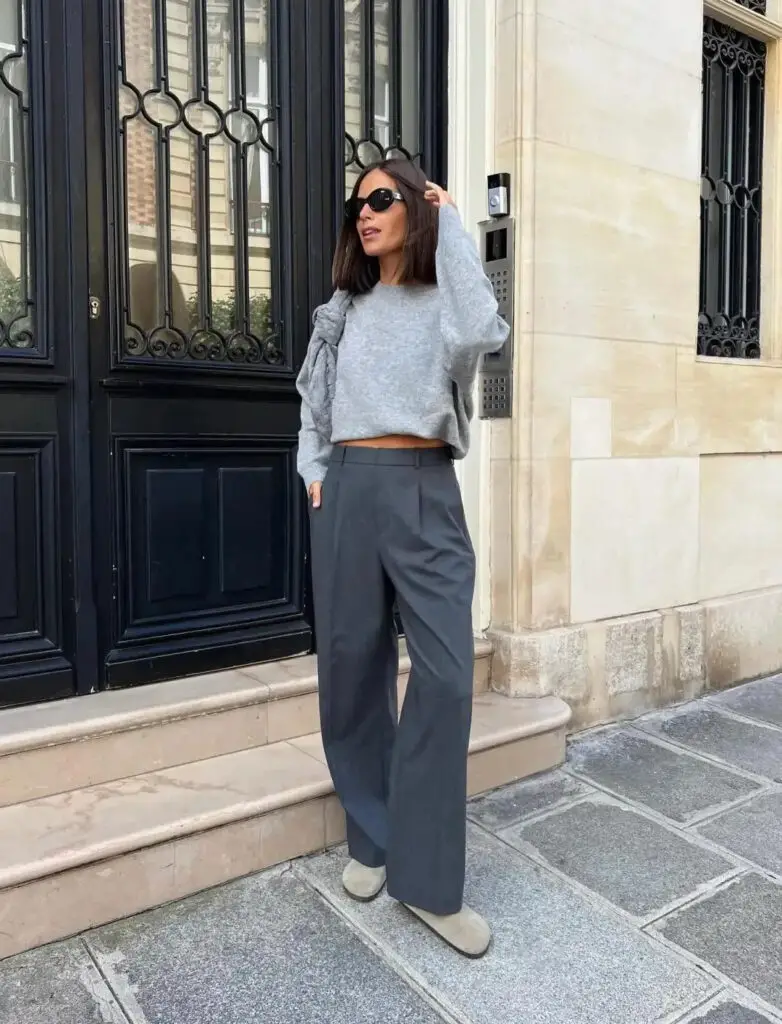 Tonal Grey Ensemble: A Subtle Fall Fashion Statement