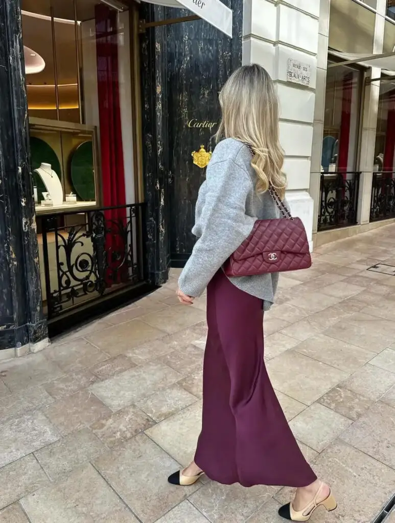 Satin Elegance: Skirt and Matching Bag Combinations