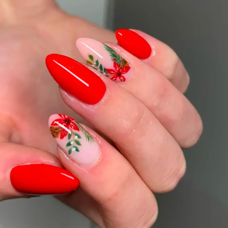 Poinsettia & Mistletoe Nail Art Inspiration by Nail Chark