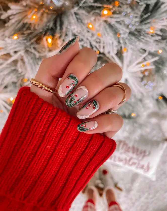 Mistletoe Mani Tips by Jennifer for a Playful Loo