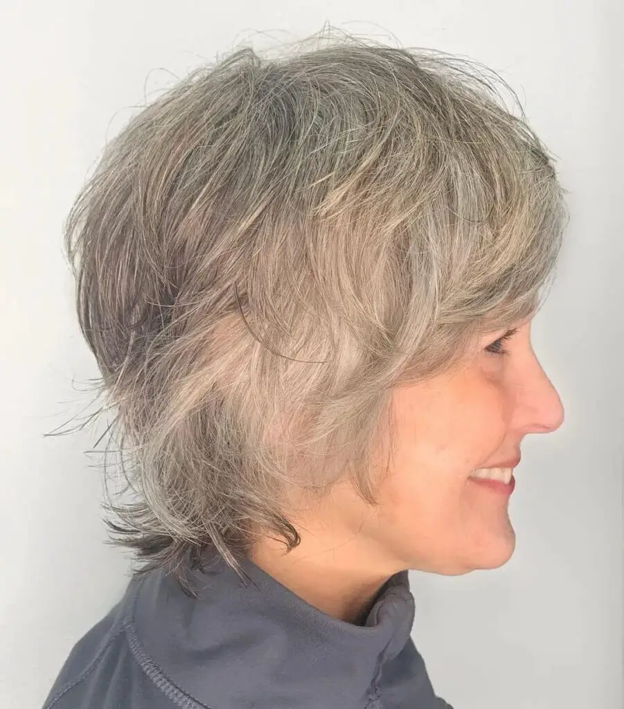 Silver Elegance: Wispy Shag for a Stylish Look