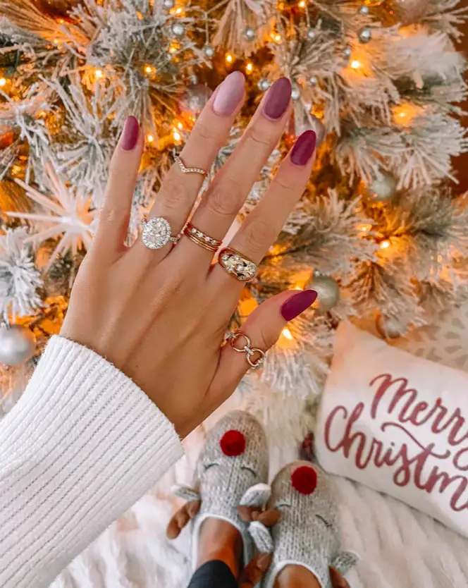 Pink Christmas Nail Designs: 18) All in Matte: Because Sometimes Less is More