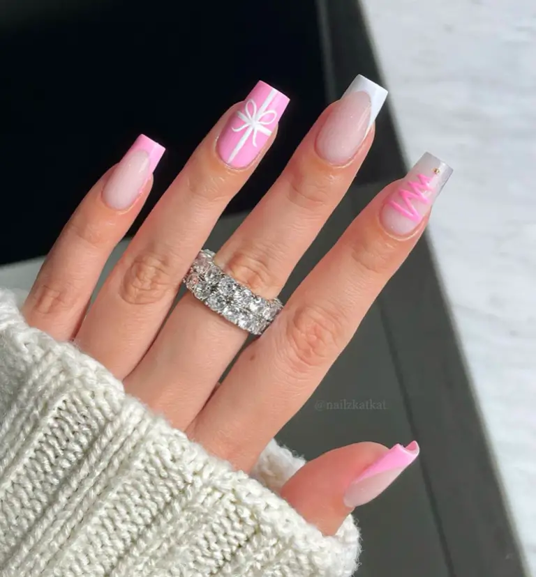 Pink Christmas Nail Designs: 22) Holiday Touches: 'Tis the Season to be Stylish