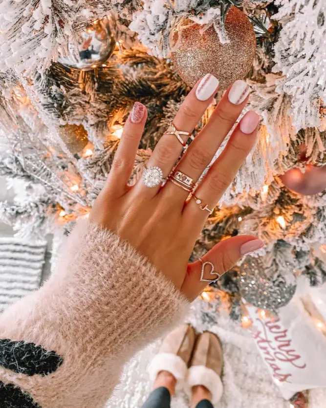 Pink Christmas Nail Designs: 35) Perfect Shades: Nails That Match Your Style