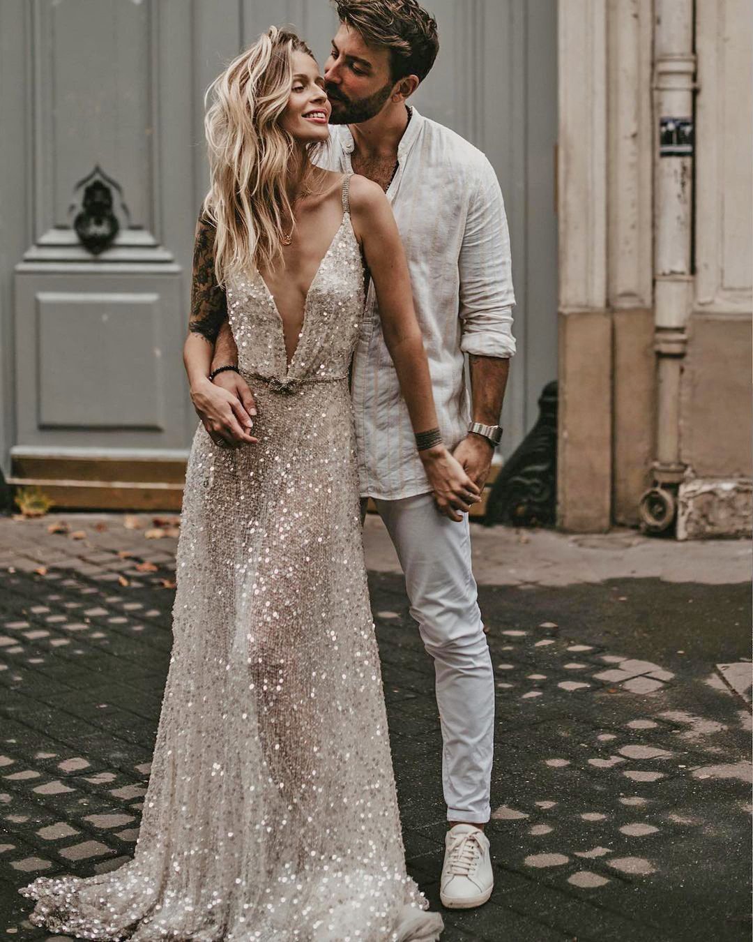 sexy-wedding-dresses-ideas-a-line-with spaghetti straps beach sequins galialahav