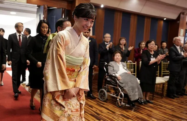 Princess Kako wore an authentic traditional Japanese kimono dress at the Japanese Cultural Center in Lima