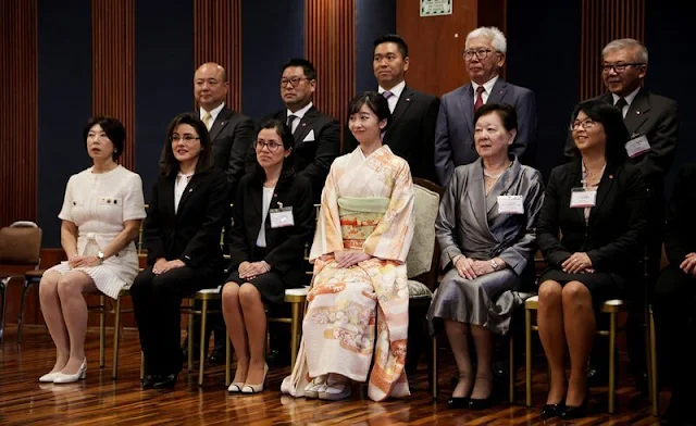 Princess Kako wore an authentic traditional Japanese kimono dress at the Japanese Cultural Center in Lima