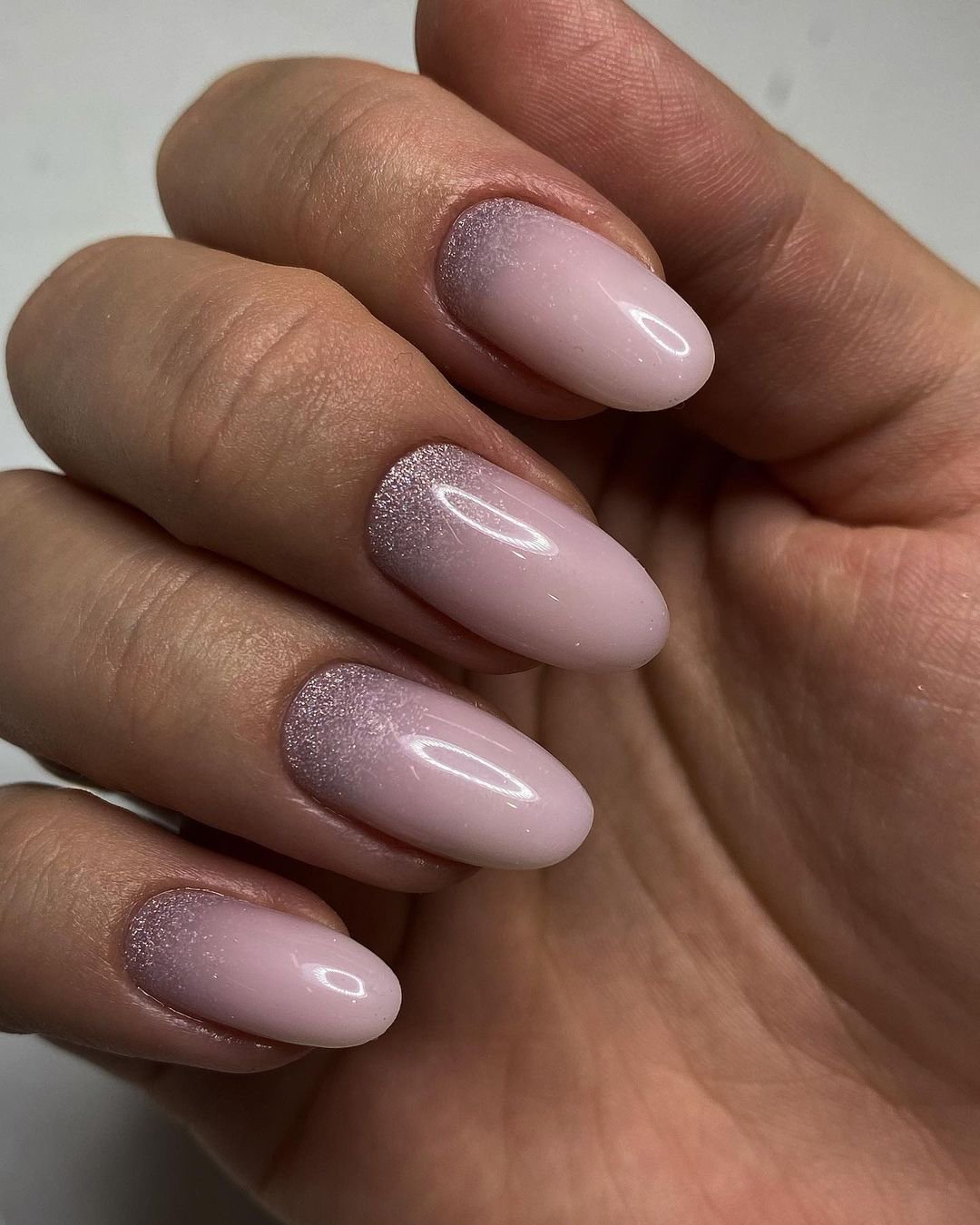 Wedding Nail Ideas 2024 / nail ideas for wedding ombre pink with glitter nastya_nogti_lak