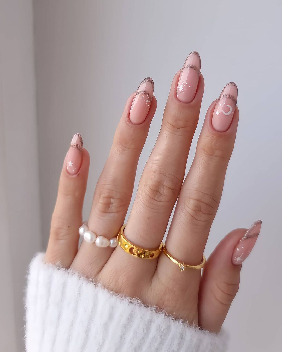 Wedding Nail Ideas 2024 / nail ideas french nails sparkling stripes thehotblend