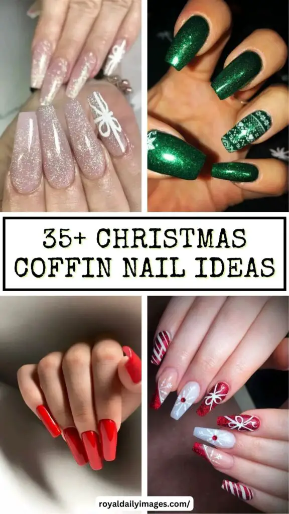 Discover the Best 43+ Glamorous Christmas Coffin Nails 2023