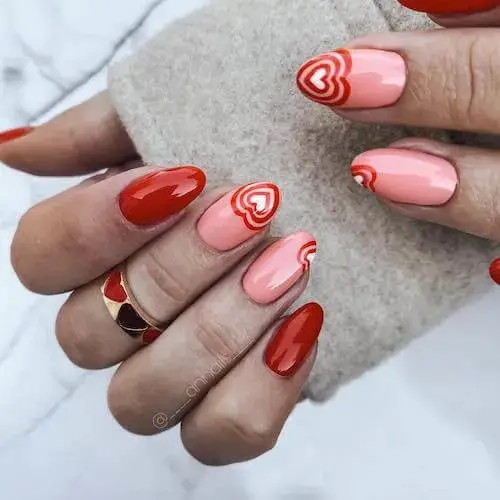 Stunning Pink and Red Valentine's Day Nail Ideas