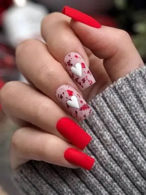 Chic Red and White Nail Art Designs for Valentine’s Day