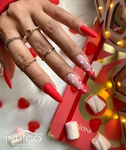 Chic Red and White Nail Art Designs for Valentine’s Day