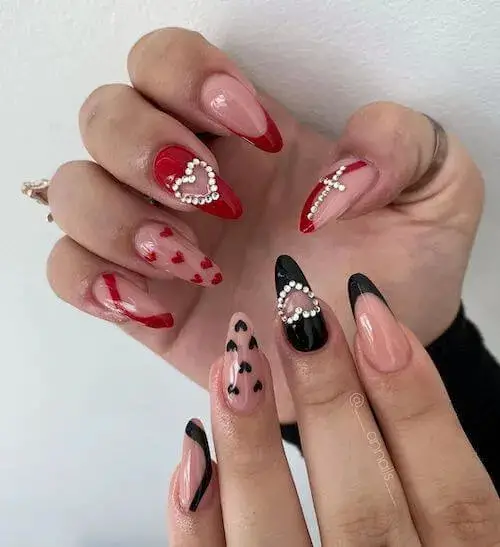 Bold and Beautiful Red and Black Nail Designs for Valentine's Day