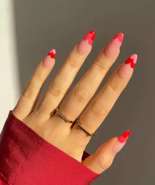 Classic and Elegant Red French Tips Valentine's Day Nail Ideas