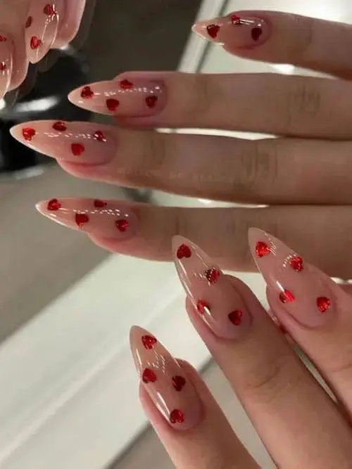 Adorable Red Heart Nails to Express Your Love on Valentine’s Day