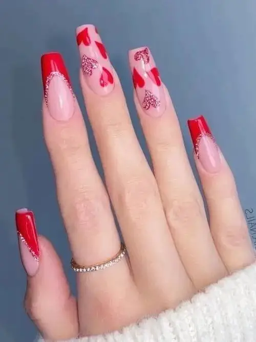 Sparkling Red Nails with Glitter: Add Glamour to Your Look