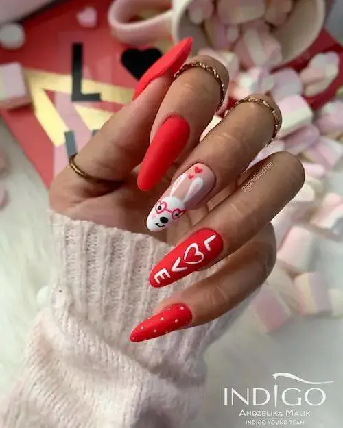 Spread Romance with Red Love Word Nails: Valentine’s Day Nail ideas