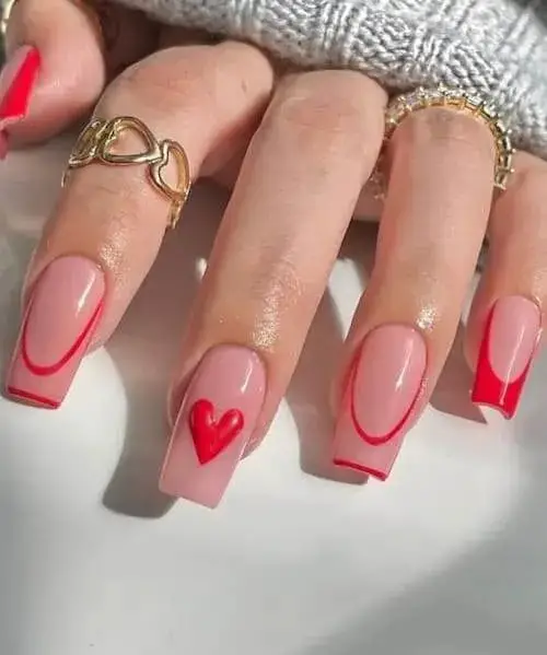 Adorable Red Heart Nails to Express Your Love on Valentine’s Day