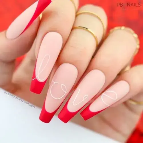 Spread Romance with Red Love Word Nails: Valentine’s Day Nail ideas