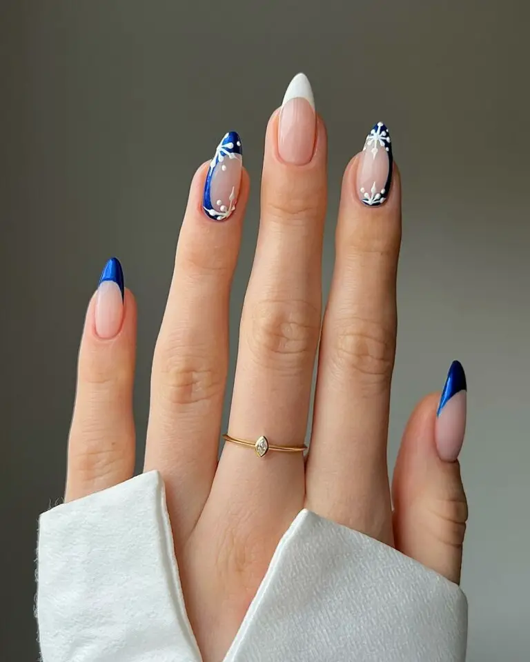 Modern Blue Christmas Nails: A Stylish Twist