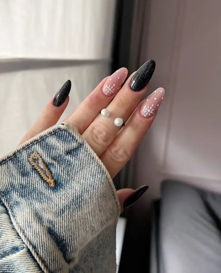 Chic Pink and Black Winter Nail Ideas