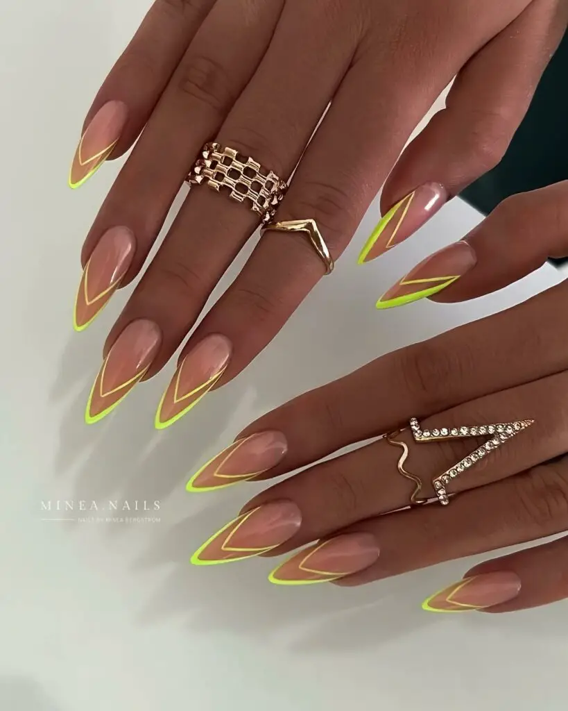 Yellow Thin French Tip Nails - Delicate and Stunning