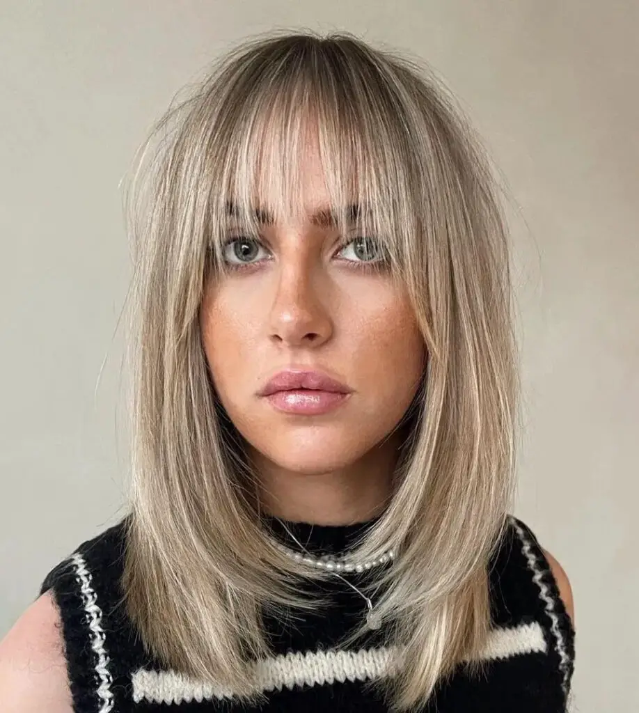 Long Layered Bangs for Medium Hair: Timeless Appeal