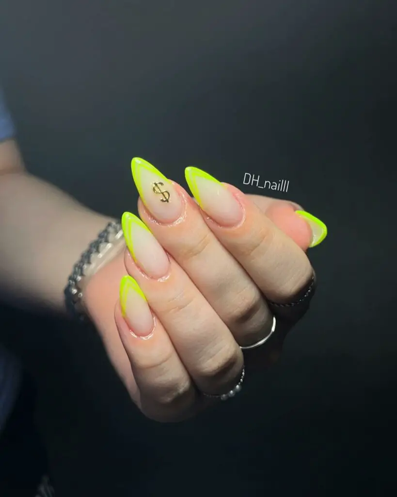 Unique Neon Yellow V Tips Featuring Dollar Sign Design