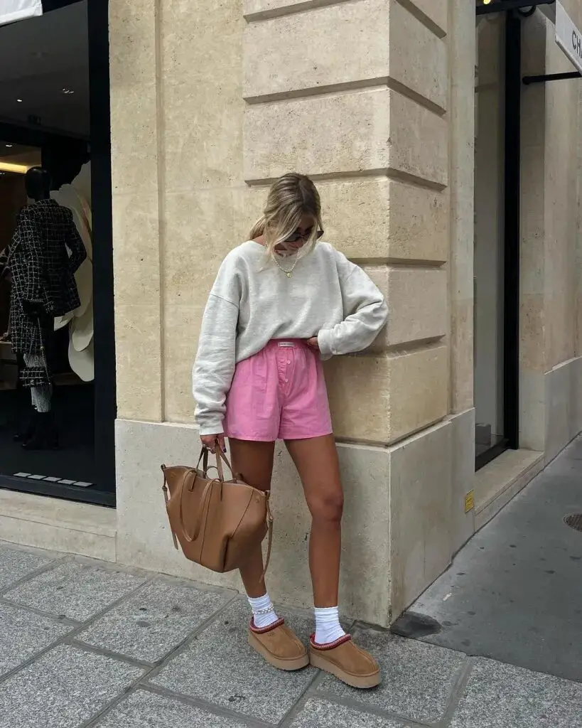 Playful Pink: Shorts and Sweatshirt Combo