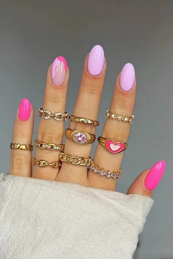 Hot Pink Elegance: Stunning Pink valentine's day nails 2024