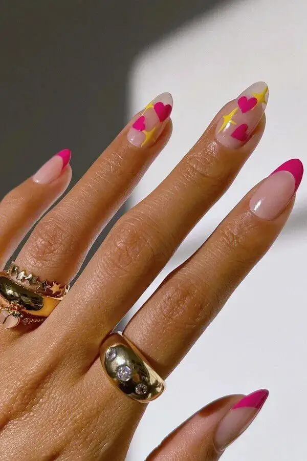 Hot Pink Elegance: Stunning Pink valentine's day nails 2024