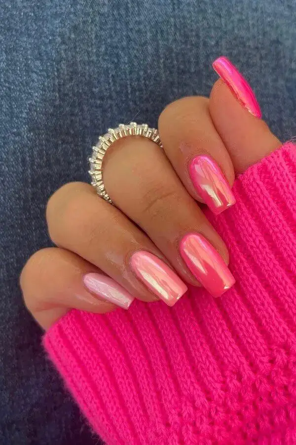 Hot Pink Elegance: Stunning Pink valentine's day nails 2024