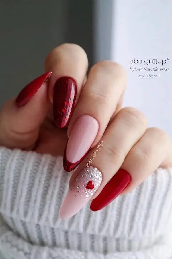 Love in Color: Pink and Red Nail Designs for Valentine’s Day Art